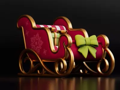 Christmas Sleigh Free low-poly 3D model