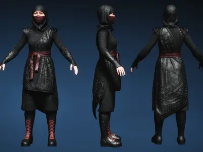 Ninja Clothing - Game Ready Clothing - Rigged Low-poly 3D model
