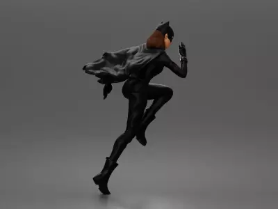 Batwoman leaps into the night wearing cowl cape gloves and boots 3D print model