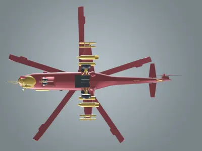 low poly Helicopter 3d model military color Low-poly 3D model
