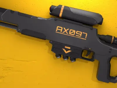 Sniper Rifle AX097 Game Ready Low-poly 3D model