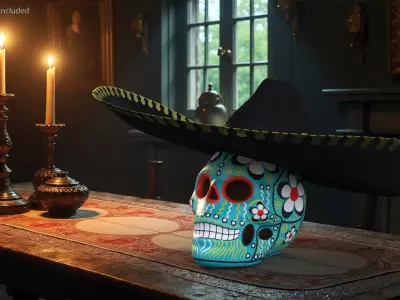 Mariachi Calavera Cielo Alegre 3D model