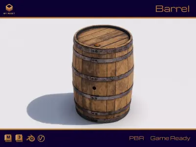 Barrel Low-poly 3D model 11