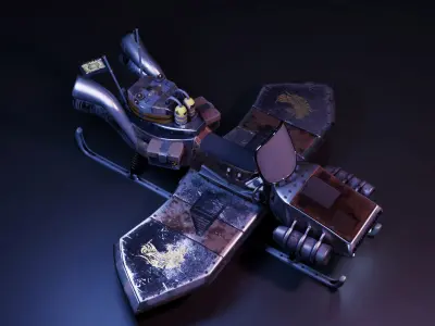 Flying steampunk motorcycle 3D model