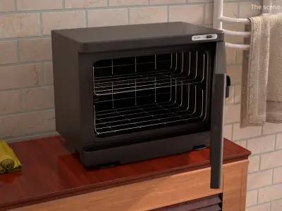 Towel Heater Sterilizer Cabinet Black 3D model