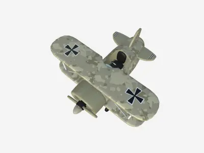 Airplane Cartoon A09 Desert Camouflage - Classic Aircraft Low-poly 3D model
