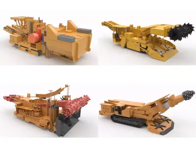 Collection of Mining and Tunneling Equipments 3D model