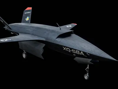 Animated XQ-58 Valkyrie Kratos Military Drone PBR 3D model