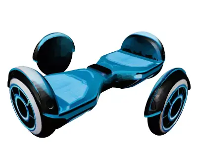 Futuristic Hoverboard with Blue Thrusters 3D model