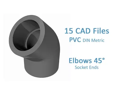 PVC Elbows 45 Degrees - Socket Ends Free 3D model