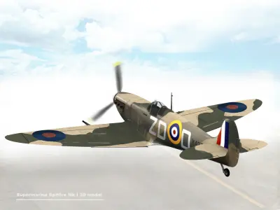 Supermarine Spitfire Mk I Low-poly 3D model