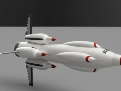 missiles 1 2 3 4 spaceship with dot 3D model