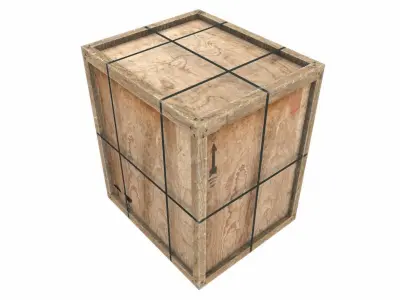 Old Wooden Cargo Crate 9 PBR Low-poly 3D model