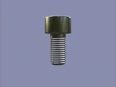 Steel Stained M8 Bolt Allen Cap with PBR 4K Textures 3D model