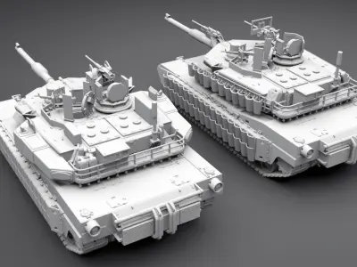 Abrams Tusk and Trophy Scale model 3D print model