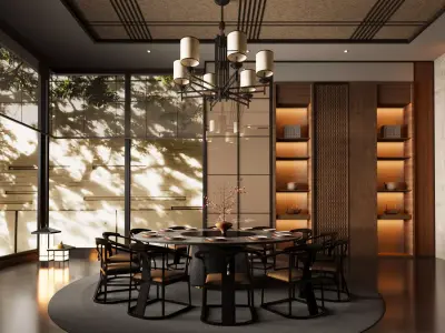 Chinese - style restaurant private room 3D model