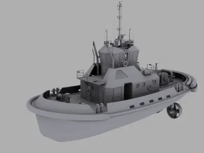 Tug Boat Low-poly 3D model