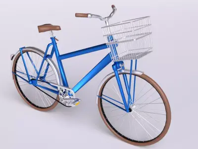 Lowpoly Bicycle with Basket Free low-poly 3D model