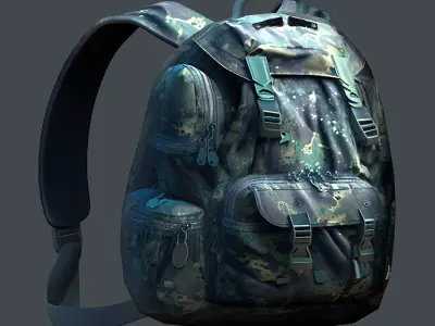 Backpack military combat Black baggage Low-poly Low-poly 3D model get