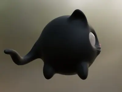 Little black cat Low-poly 3D model
