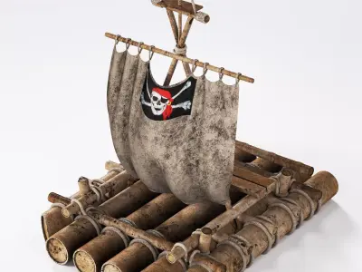 old boat design Low-poly 3D model
