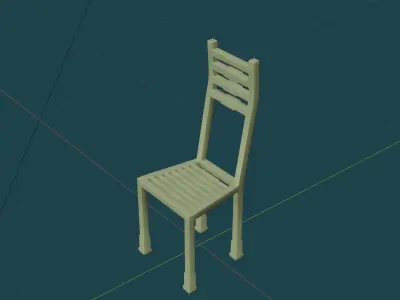 Wooden Furniture set Low-poly 3D model