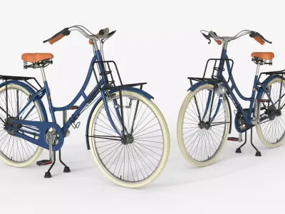 Blue Vintage City Bicycle 3D model