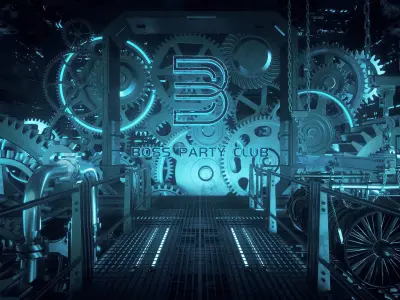 C4D Octane render Steampunk Gear Factory 3D model