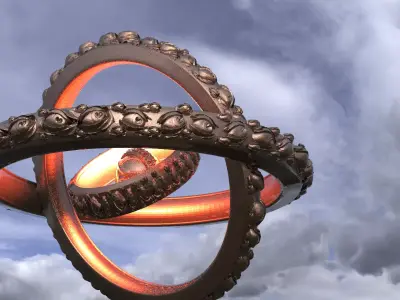 Angel Wheel Eye Rings Full Scene 3D model