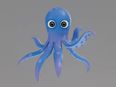 Rigged Cartoon Octopus 3D model purchase