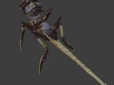 Creature bug with long legs Low-poly 3D model