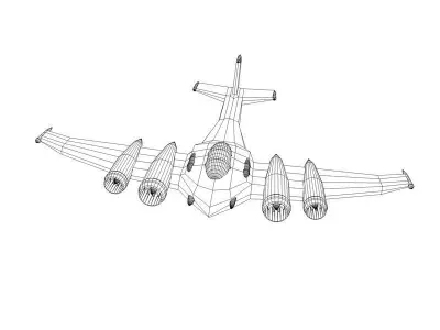 Silver futuristic airplane Low-poly 3D model