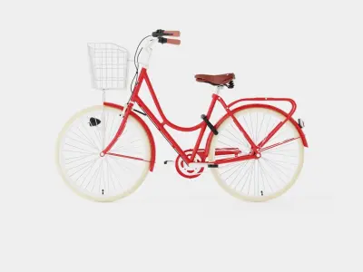 Red Bicycle Low-poly 3D model
