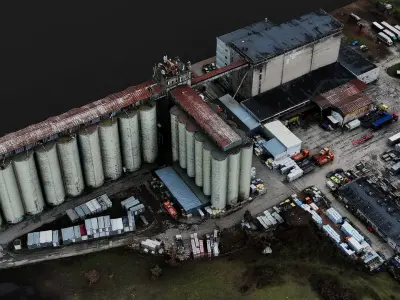 factory industrial facility concrete silo terrain Low-poly 3D model