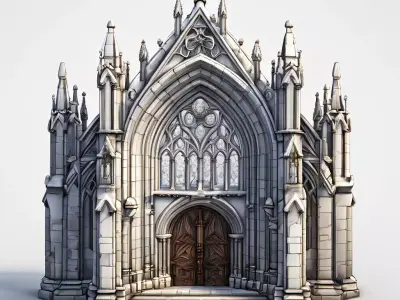 Gothic Church 3D Model Low-poly 3D model