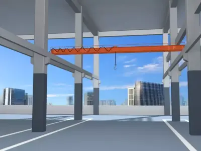 crane industrial building with 3D model