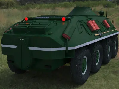 BTR-60 high-poly armored vehicle on grassy field 3D model