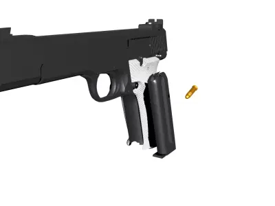 Realistic 1911 Pistol Handgun Game Ready PBR 3D Model Low-poly 3D model