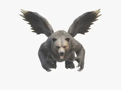 Ferocious Winged Bear Modello 3D Creature Mitologica Low-poly 3D model