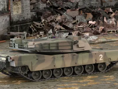 Oshkosh M1070 Tank Transporter M1000 Semi-Trailer with M1 Abrams 3D model