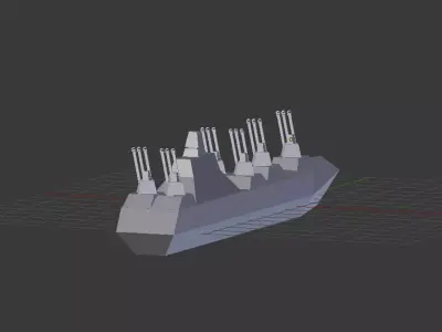 battleship ship with guns Low-poly 3D model