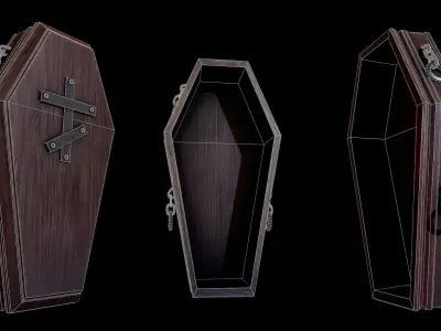 Coffin and Shovel for AAA Games Low-poly 3D model