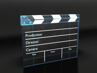 Clapperboard metal box with camera Low-poly 3D model