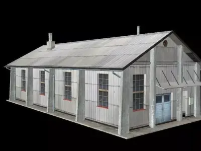 industrial house Low-poly 3D model