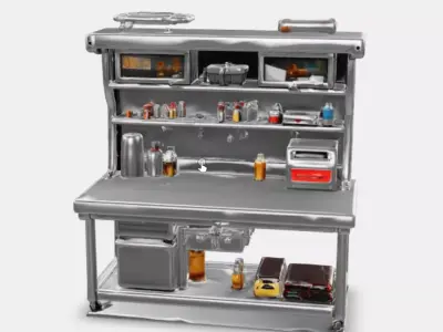 Industrial Metal Workbench Low-poly 3D model