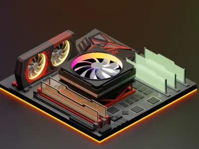 computer board 3D model
