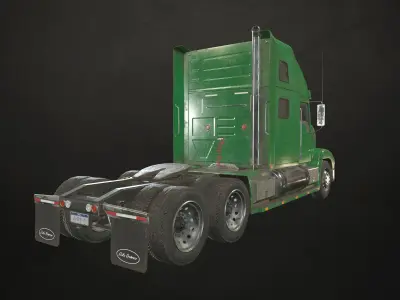 Semi Truck Tractor - Green Low-poly 3D model