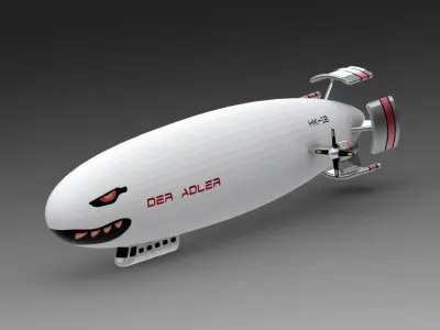 Airship zeppelin in sky 3D model