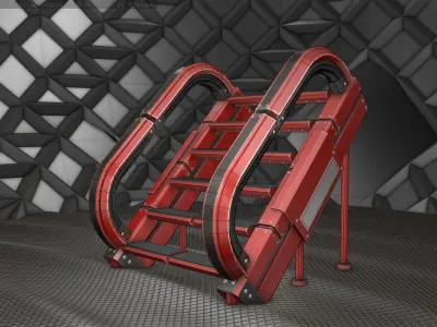 Sci-Fi Stairs - 12 - Red Version  Low-poly 3D model