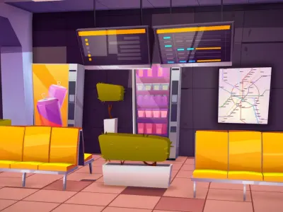 Lowpoly Subway Metro Train Game lowpoly asset Low-poly 3D model